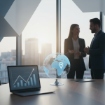 Specjaliści z agencji Mayko analizujący wykresy sprzedaży i kampanii Facebook Ads na dużym monitorze w biurze w Białymstoku.