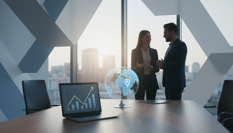 Specjaliści z agencji Mayko analizujący wykresy sprzedaży i kampanii Facebook Ads na dużym monitorze w biurze w Białymstoku.